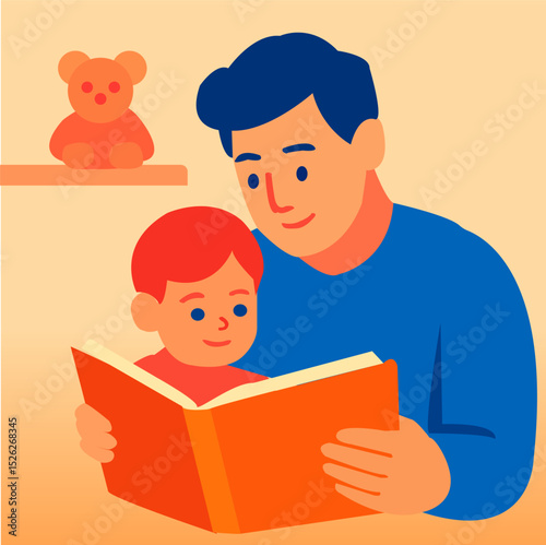 Father reads storybook to child in warm Father’s Day moment