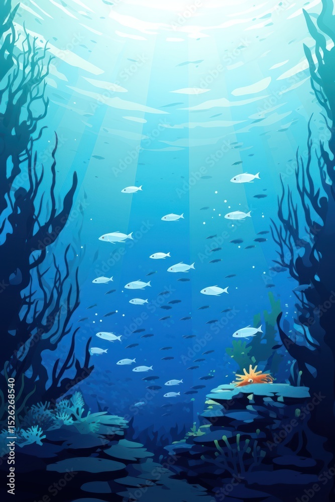 Fototapeta premium Beautiful group of fish in sea underwater aquarium outdoors.