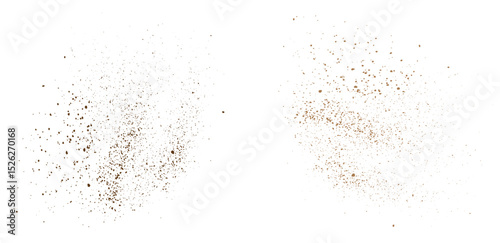 Splash isolated flying coffee powder particles background design