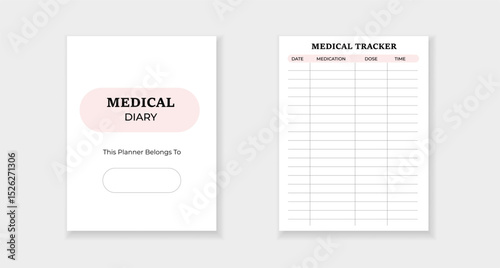 Medical diary template helps organize health information. tracker form records medication details effectively.