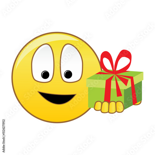 happy smiley face with gift