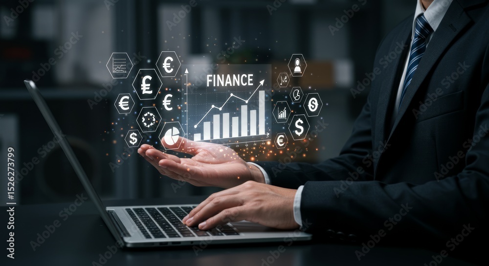 Fototapeta premium Businessperson working on finance concepts