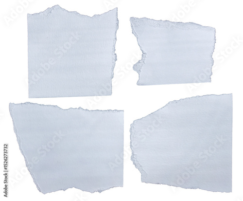 Ripped torn white paper edge on transparent background, paper tear stripes cut out design element