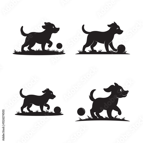 Puppy Playing With Ball In Yard
