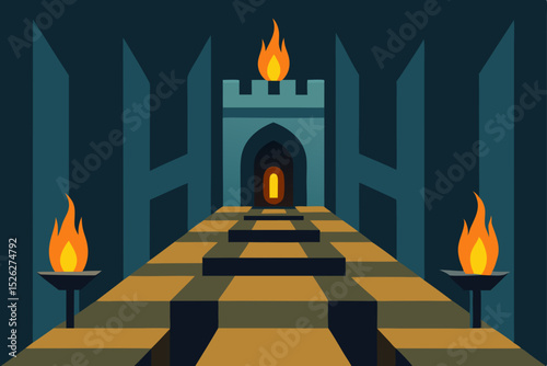 Mysterious Castle Corridor A Journey into the Flaming Path