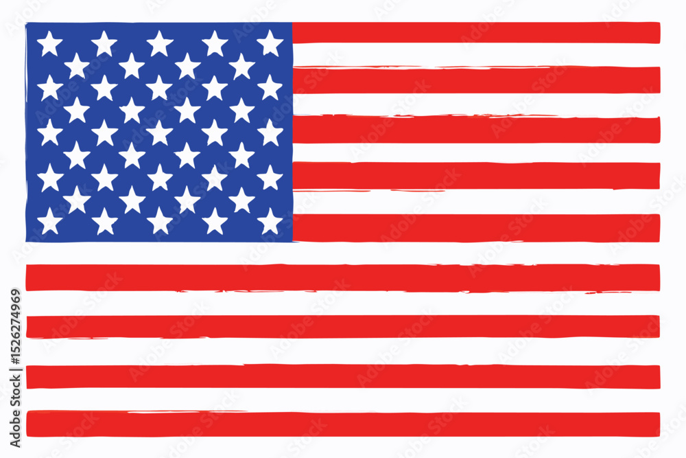 Fototapeta premium Artistic American Flag Illustration with Red Stripes and White Stars on a Blue Field