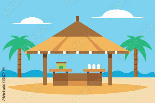 Tropical Beach Hut Stand Summer Drinks & Relaxation Paradise
