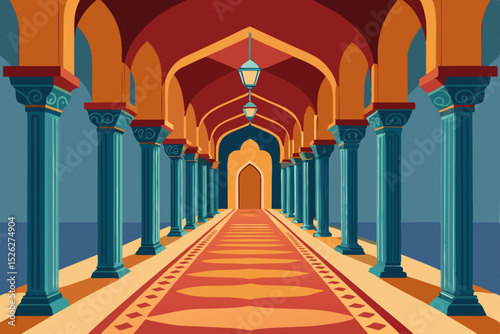 Majestic Archway Corridor A Vibrant Tapestry of Architectural Design