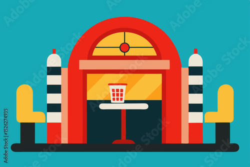 Retro Diner Design A Classic American Drive-In Booth Illustration