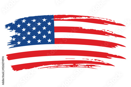 Artistic Brushstroke American Flag Illustration, Patriotic Symbol, United States Design