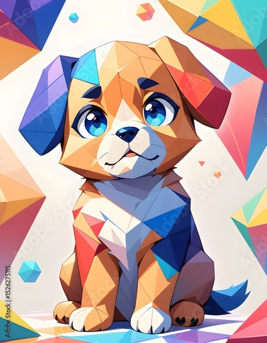 Funny cartoon vector illustration of a dog, multicolored, suitable for fun animal character design.