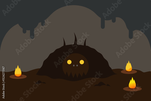 Mysterious Cave Creature Dark Fantasy Illustration