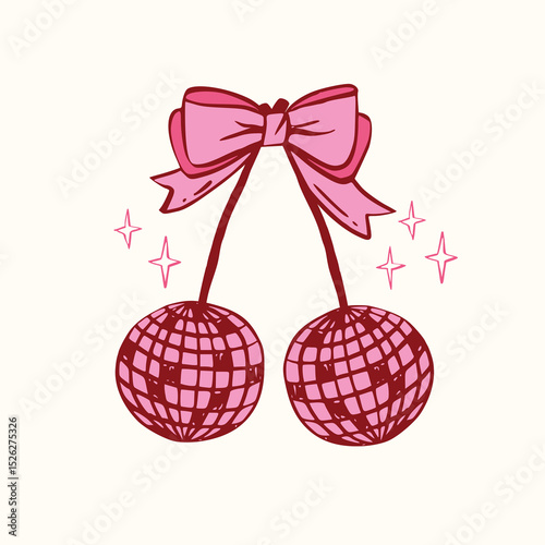 Coquette cherry, strawberry, heart with bow. A charming collection of doodle line art featuring romantic berries and sweet symbols, perfect for Valentine's Day designs, greeting cards and  invitations