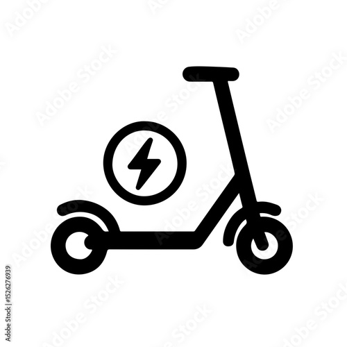 Electric scooter icon with battery symbol on a transparent background for eco-friendly transport