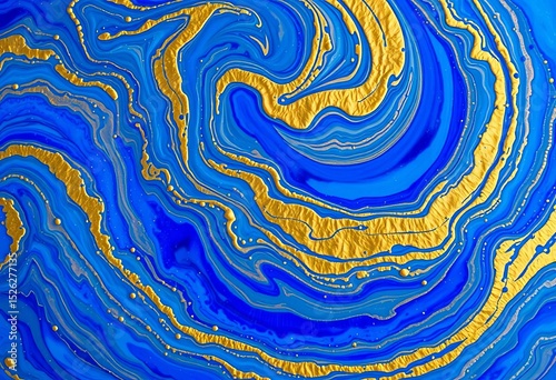Swirling blue lapis lazuli and gold abstract texture, opulent background, metallic, rich