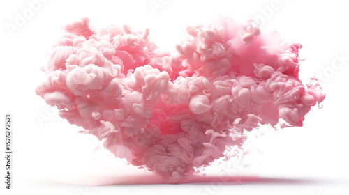 Soft pink heart-shaped cloud formation with vibrant swirls and transparent background
