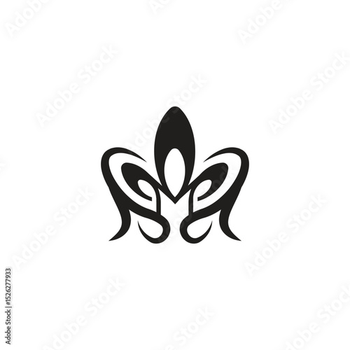 abstract floral with M letter inside icon logo design illustration