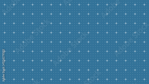 Abstract blue dotted grid pattern with white crosshairs, minimal futuristic background for navigation, measurement, data visualization, technology, interface, scientific digital design use