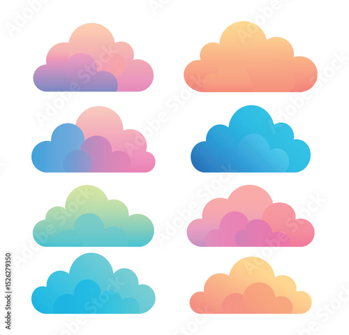 colorful vibrant clouds set illustration