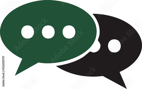 Vector Flat Style Speech Bubbles in Muted Teal, Vibrant Orange, and Deep Blue Representing Conversation