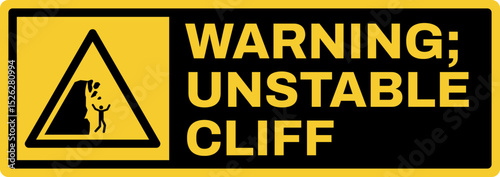 warning safety signs v3 uppercase text_warning ; unstable cliff landscape size 1/2 a4,a3,a2,a1	