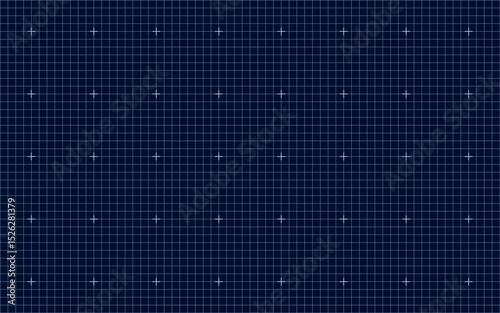 Dark blue grid background with evenly spaced plus signs, clean minimalist geometric pattern, technical blueprint theme, futuristic design layout for digital interfaces, engineering, or technology UI