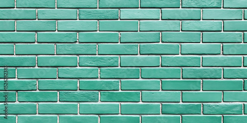 Fresh turquoise brick wall with clean paint application, bright color saturation, modern finish, well-maintained surface condition.