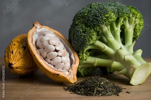 natural source of antioxidant with cocoa, broccoli, black tea