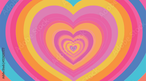Colorful Heart Tunnel Vector Illustration.