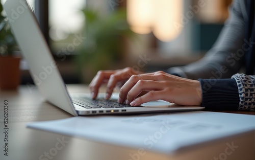 Typing on laptop closeup, chatting in Facebook, meeting website. Blogger, journalist writing new article. High quality
