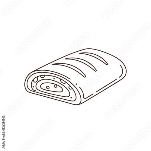 Outline of apple strudel pastry with detailed texture  