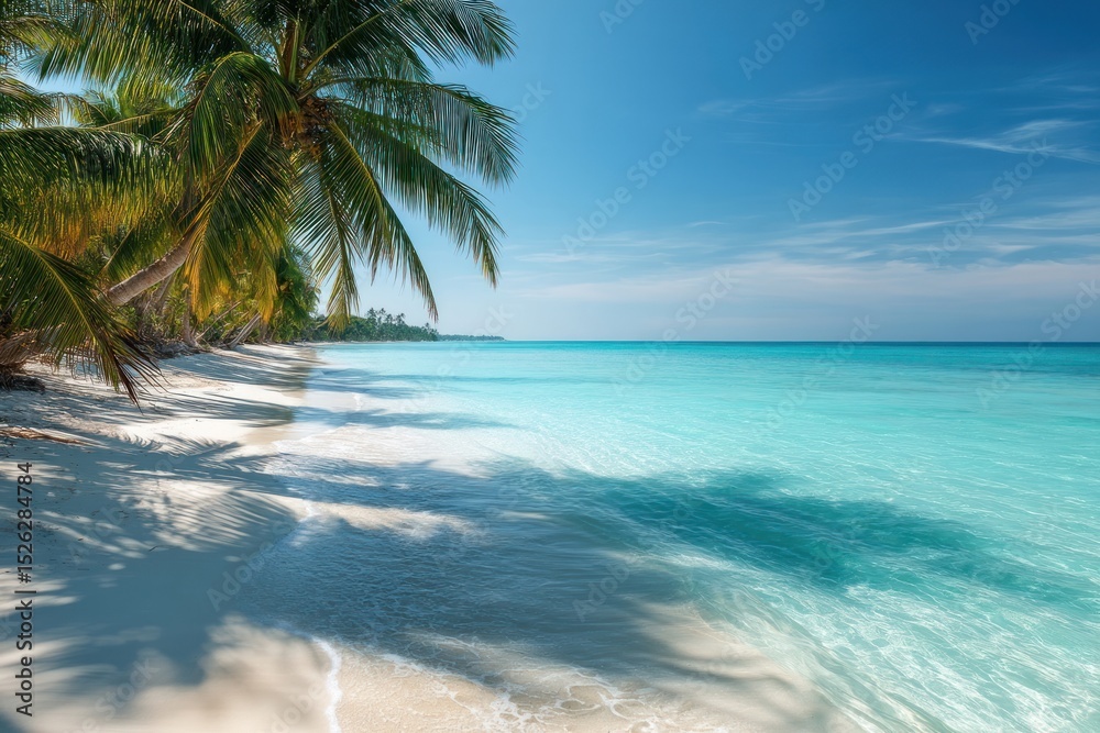 Fototapeta premium Sunny tropical beach ocean scenery water.