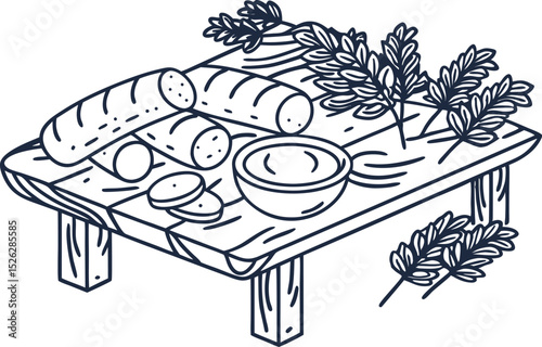 Fresh bread, olives and herbs on rustic wooden board appetizer and snack platter, mediterranean cuisine