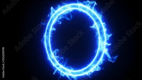 Energetic Blue Flame Ring Effects on a Black Background for Modern Designs