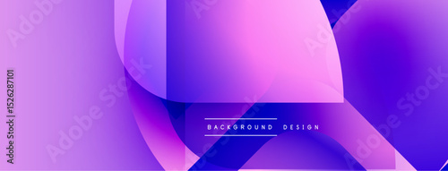 Abstract background features vibrant purple hues, flowing shapes, modern design elements. Gradient colors create dynamic visual effect.