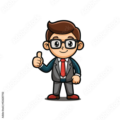 Miniature cartoon businessman with glasses vector illustration