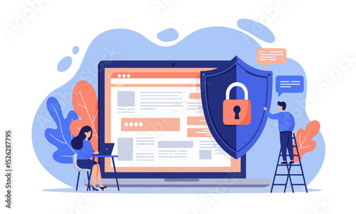Digital Security and Website Protection Flat Illustration