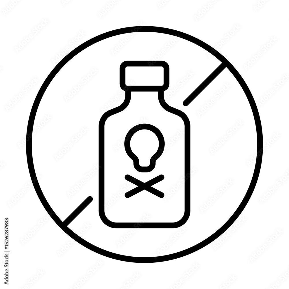 No Toxin label, representing safe and healthy products. Symbolizes items formulated without harmful toxins or chemicals