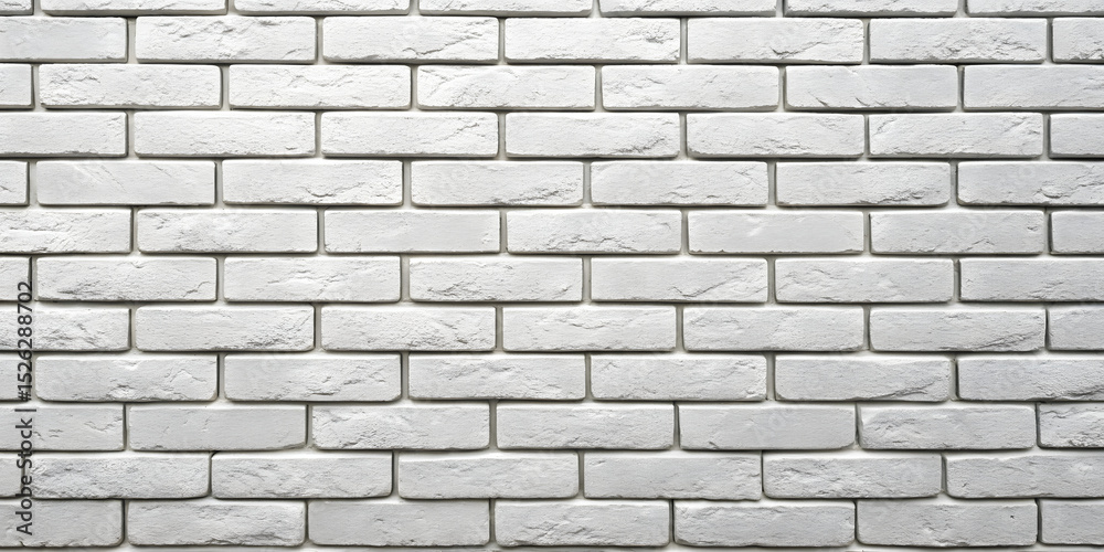 Naklejka premium Clean white brick wall featuring smooth uniform texture, precise mortar joints, modern appearance with consistent rectangular brick pattern and neutral coloring.