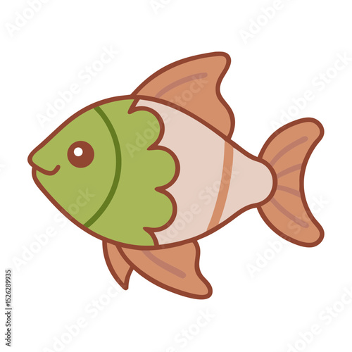 Colorful cartoon fish swimming happily with a playful design and simple features