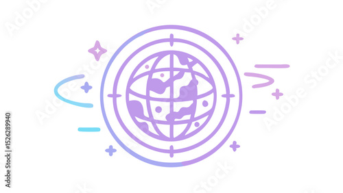 Colorful abstract representation of a globe with stars and waves promoting global awareness and unity in art