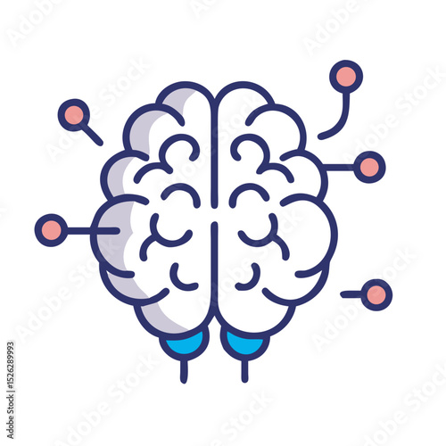 Brain illustration representing neural connections and cognitive processes in a colorful design