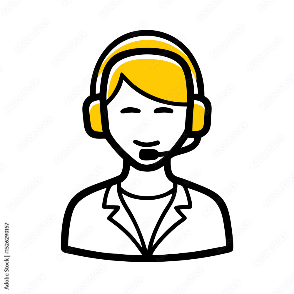 Customer service representative wearing headset providing assistance to clients in a call center setting