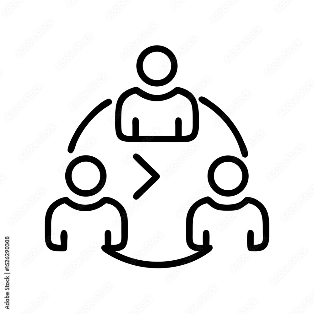 Fototapeta premium Team collaboration diagram illustrating communication flow among participants
