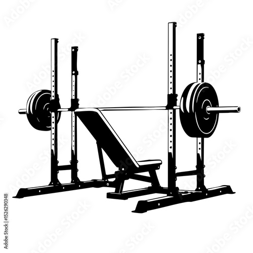 Black and White Weight Bench SVG Vector Graphic