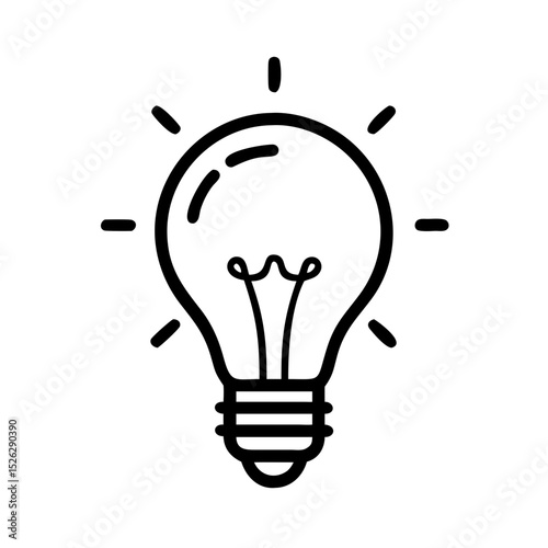 Bright light bulb emitting rays highlights creativity and innovation in design and technology
