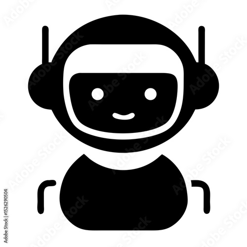 Robot character with headphones engaging in conversation during a tech event