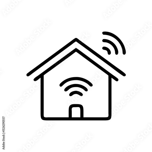Home network symbol representing wireless connectivity in a modern house for smart living solutions