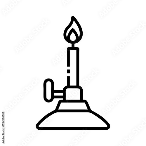 Gas burner with flame ignited and adjustable knob for flame control at a laboratory workbench in a science facility