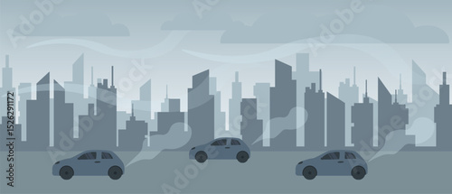 A city panorama captures silhouette buildings with cars in the foreground, creating a serene scene.